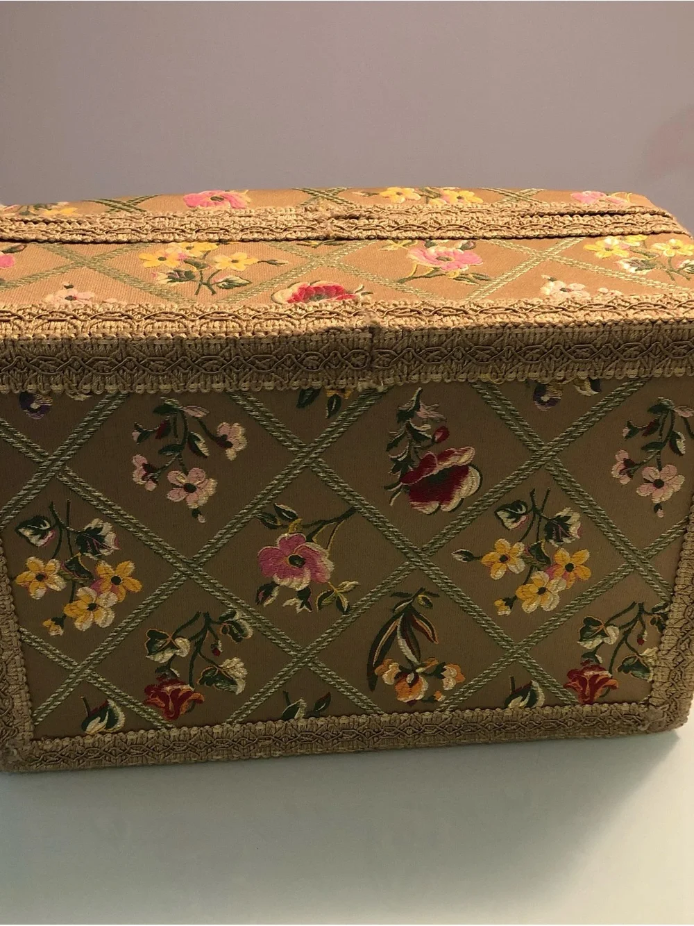 Floral Embroidered Trinket Box with Tassel